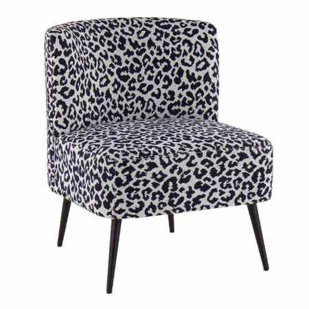 LUMISOURCE Fran Slipper Chair in Black Steel and Black Leopard Fabric CH-FRANLEP BKBK